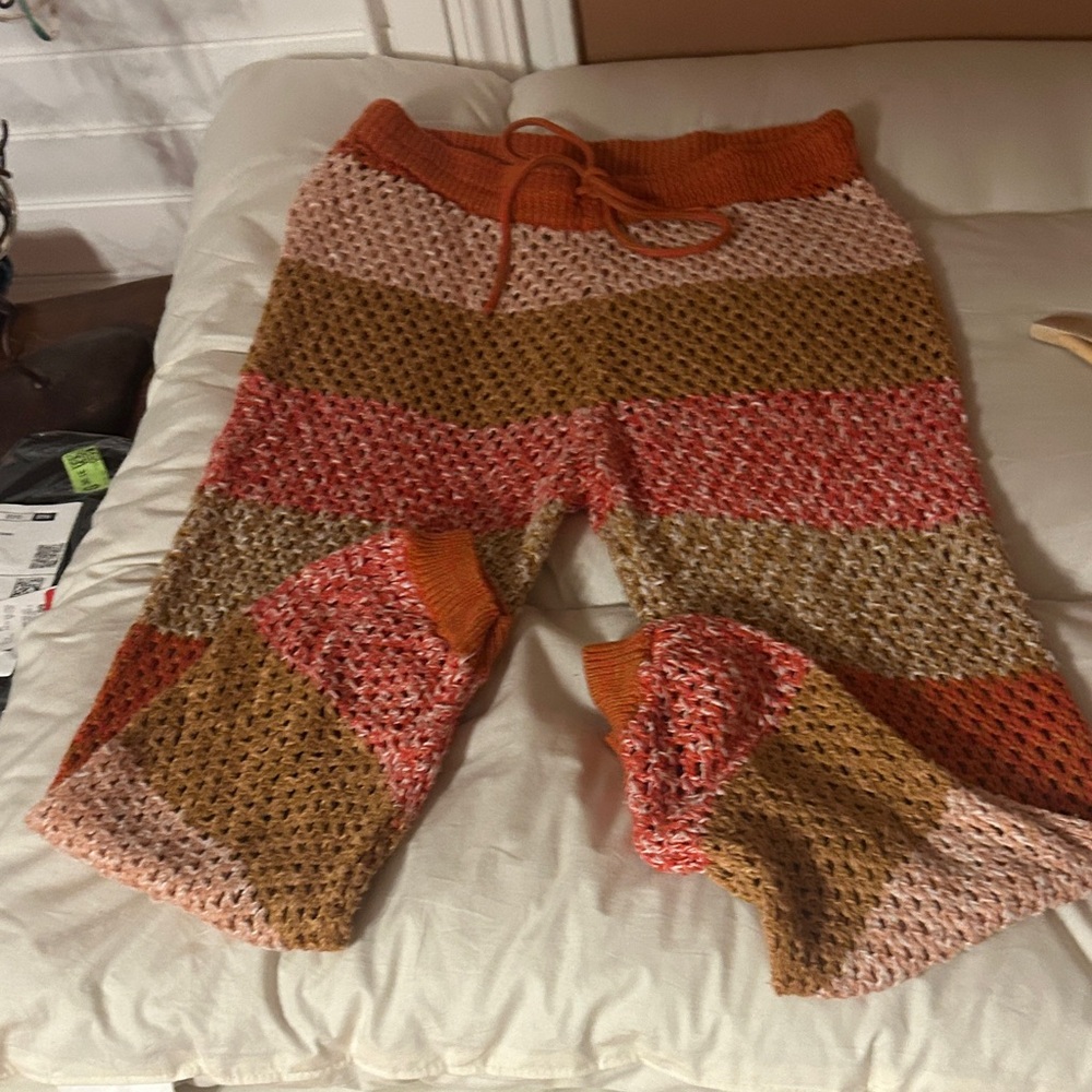 Free People Beach Colourful Crochet Knit Pants